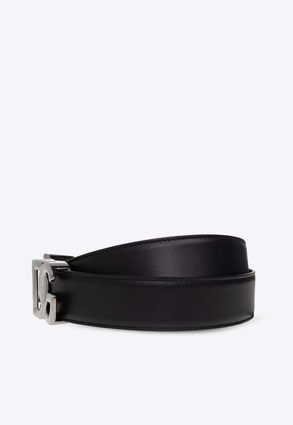 Dolce & Gabbana Logo Monogram Leather Belt BC4776 AW576-80999 Black
