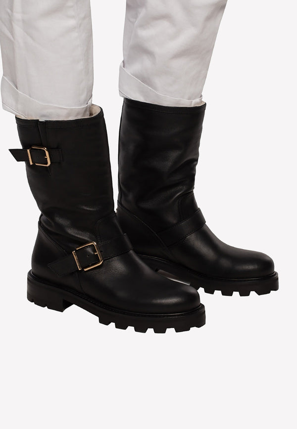 Jimmy Choo Biker II Mid-Calf Leather Boots BIKER II OHI-BLACK NATURAL