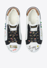 Dolce & Gabbana Kids Girls Portofino DG King Leather Sneakers White DA5064 AU120-HWF57