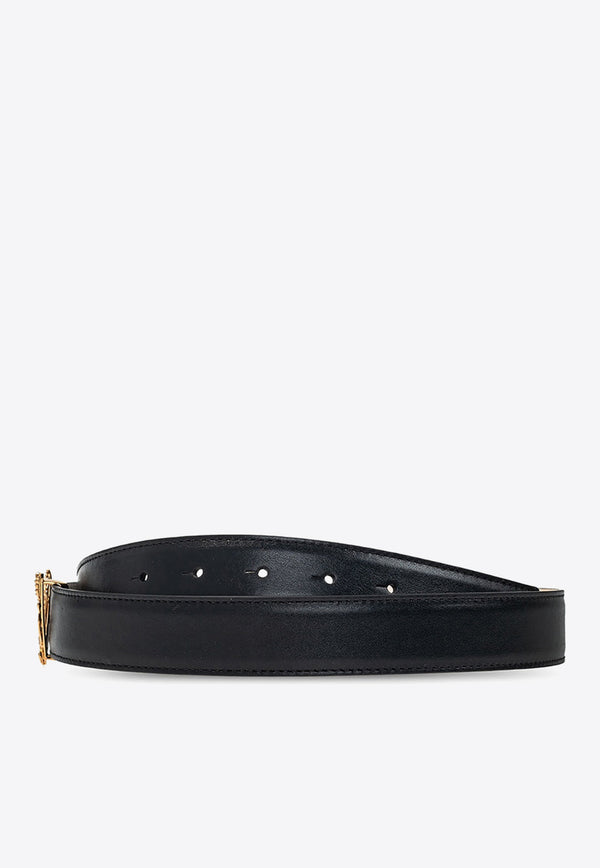 Versace Virtus Buckle Leather Belt Black DCDH224 DV3T-KVO41