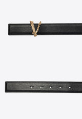 Versace Virtus Buckle Leather Belt Black DCDH224 DV3T-KVO41