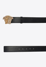 Versace Medusa Crystal-Embellished Leather Belt Black DCU8443 DV3TNS-KVO41