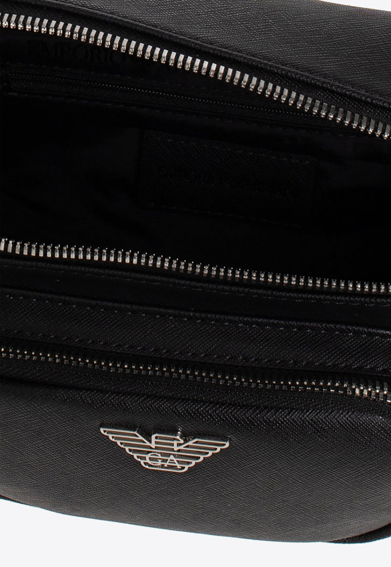 Emporio Armani Logo Plaque Belt Bag in Faux Leather Black Y4O238 Y138E-81072