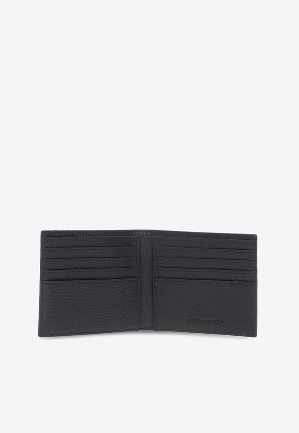 Emporio Armani Logo Embossed Bi-Fold Leather Wallet Black Y4R168 Y068E-80001
