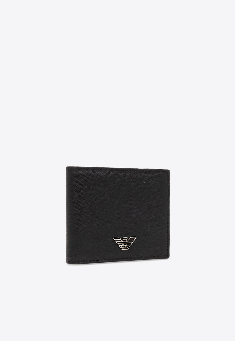 Emporio Armani Logo Plaque Leather Bi-Fold Wallet Black Y4R168 Y138E-81072