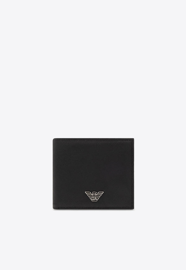 Emporio Armani Logo Plaque Leather Bi-Fold Wallet Black Y4R168 Y138E-81072