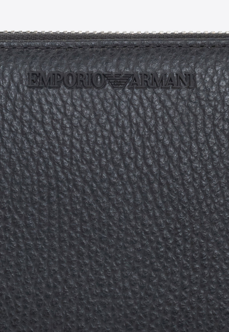 Emporio Armani Engraved Logo Zip-Around Leather Wallet Black Y4R169 Y068E-80001