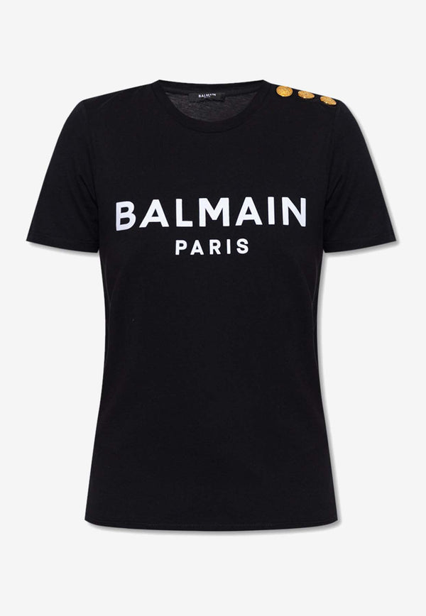 Balmain Logo Print Short-Sleeved T-shirt YF1EF005 BB37-EAB Black