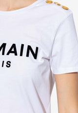 Balmain Logo Print Short-Sleeved T-shirt YF1EF005 BB37-GAB White