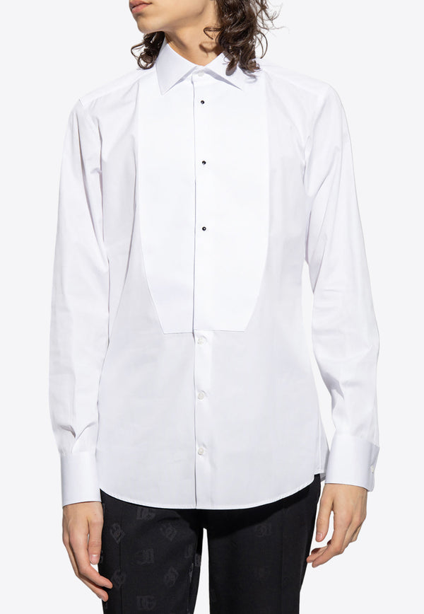 Dolce & Gabbana Long-Sleeved Tuxedo Shirt G5EN5T FU5U8-W0800 White