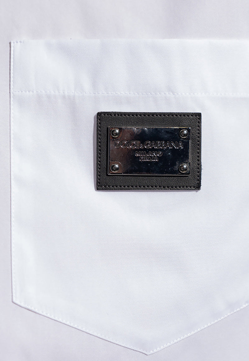 Dolce & Gabbana Logo-Plaque Long-Sleeved Shirt G5JG4T FU5U8-W0800 White