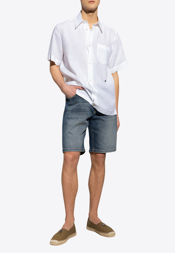 Dolce & Gabbana Logo-Plaque Short-Sleeved Shirt G5KE1T FU4IK-W0800 White