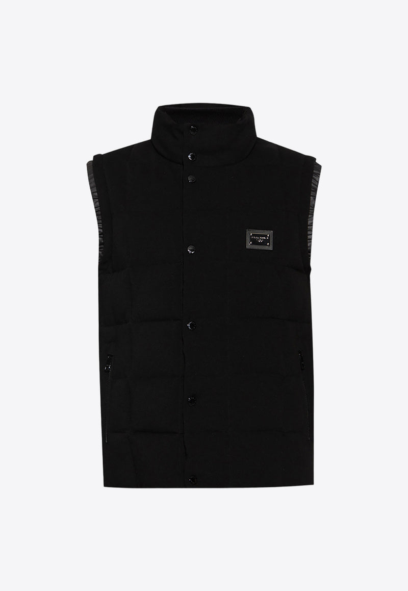 Dolce & Gabbana Quilted Logo-Plaque Vest G9ABGT GF790-N0000 Black