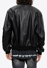 Dolce & Gabbana Logo- Engraved Leather Bomber Jacket G9XT6L GF182-N0000 Black