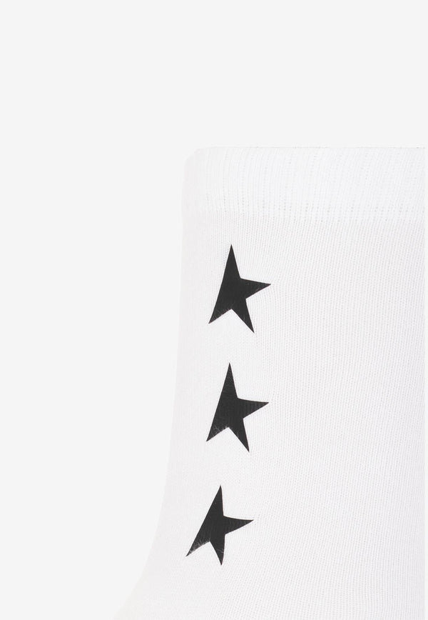 Golden Goose DB Rib Knit Socks with Star Detail White GUP00911 P000862-10283