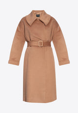 Emporio Armani Belted Long-Sleeved Wool Coat Brown H3NL1J C9908-403