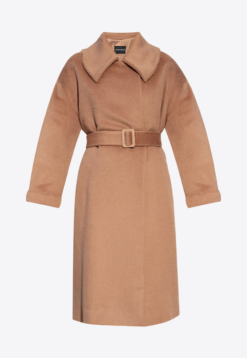 Emporio Armani Belted Long-Sleeved Wool Coat Brown H3NL1J C9908-403