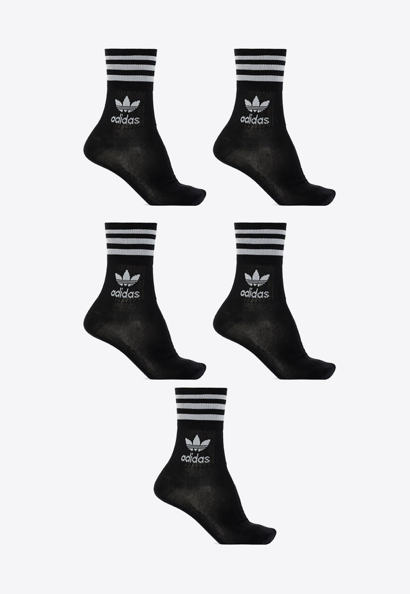 Adidas Originals Logo Mid-Cut Crew Socks - Set of 5 Black H65459 0-BLACK