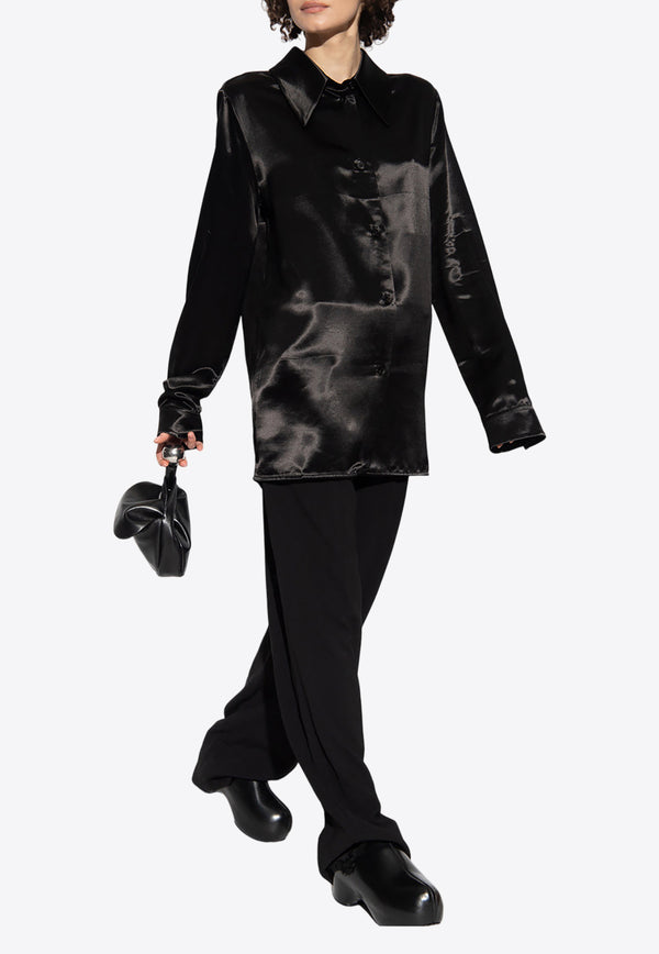 Jil Sander Pointed Collar Satin Shirt Black J52DL0002 J66147-001
