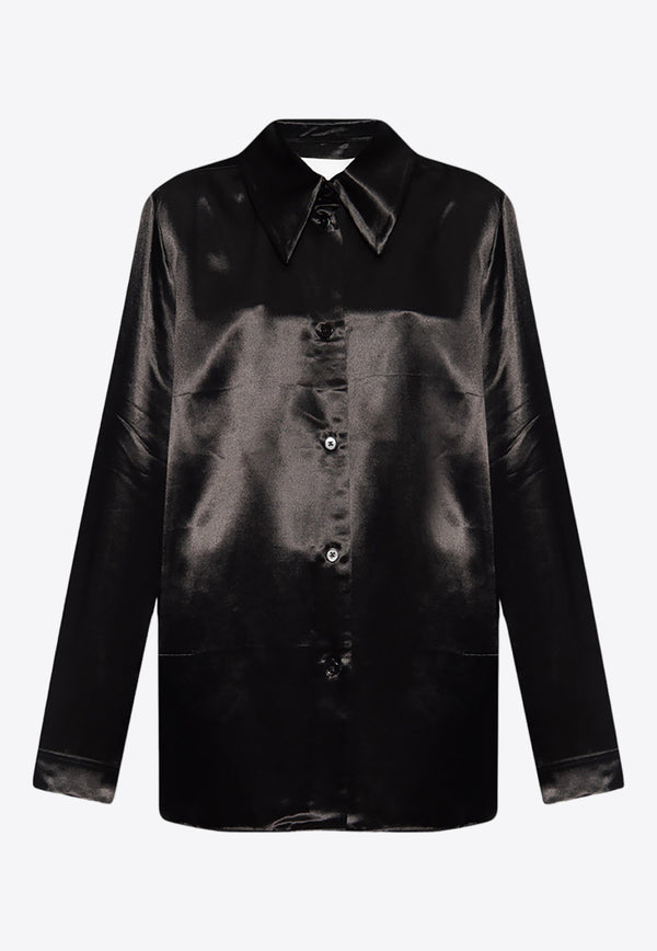 Jil Sander Pointed Collar Satin Shirt Black J52DL0002 J66147-001