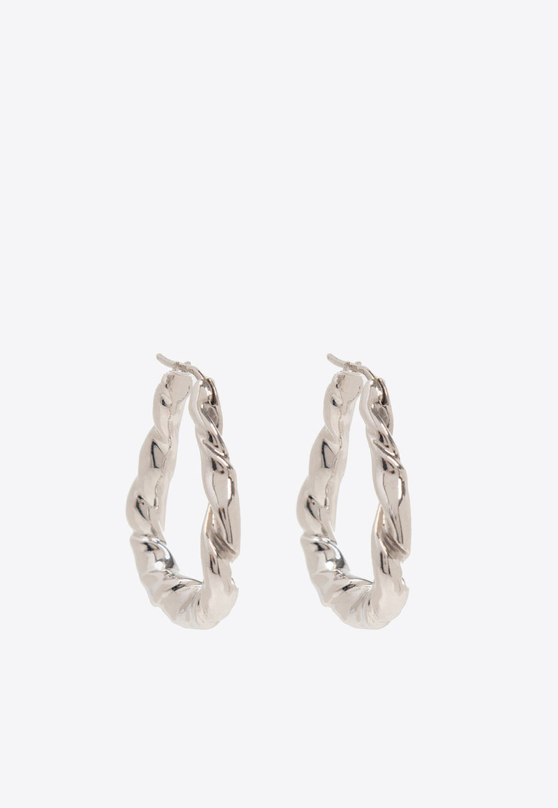 Loewe Nappa Twist Hoop Earrings Silver J917239X06 0-RHODIUM