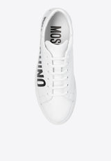 Moschino Logo Print Leather Low-Top Sneakers White MA15022 G1CMF-0100