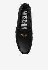Moschino Logo Plaque Leather Loafers Black MB10380G1G GA0-000