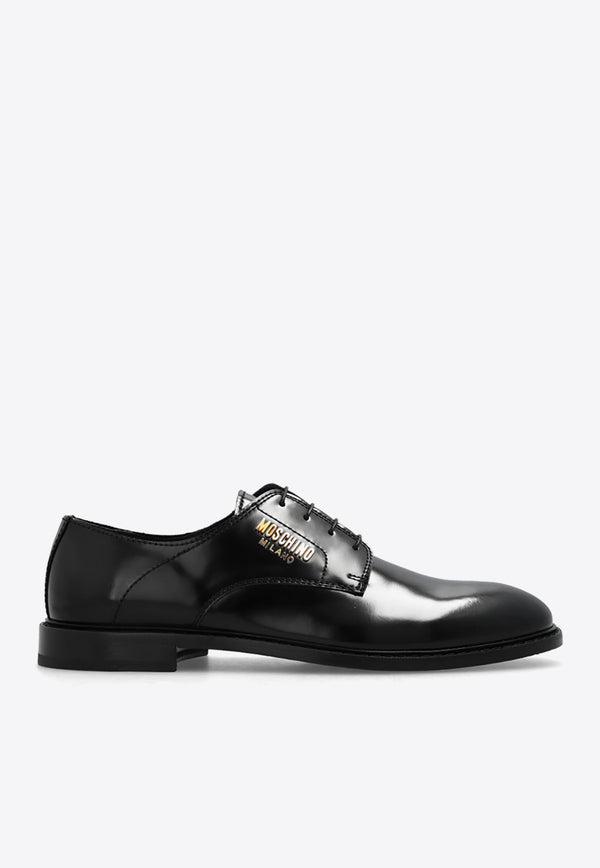 Moschino Logo Plaque Leather Derby Shoes Black MB10573C0G GB0-000