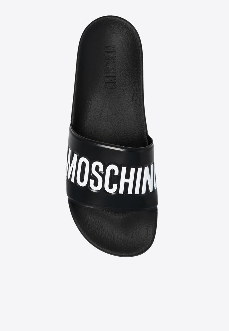 Moschino Logo Rubber Slides MB28022 G1EG1-0000 Black