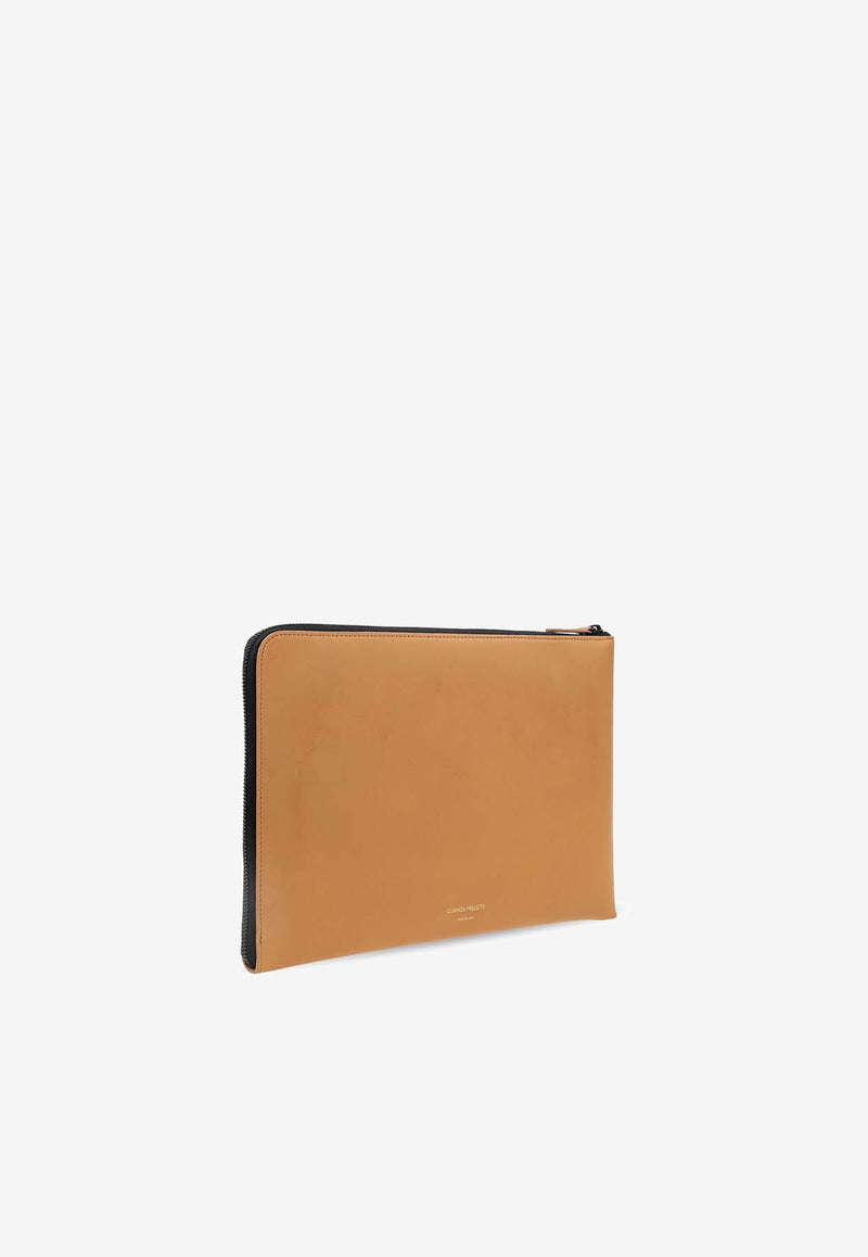 Common Projects Leather Zip-Around Pouch Bag MEDIUM FOLIO 9183 0-TAN 1302