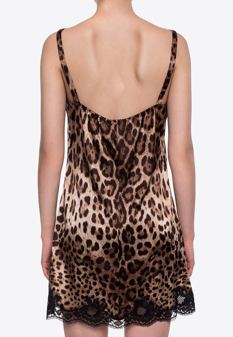 Dolce & Gabbana Leopard Print Satin Camisole Dress Brown O6A00T FSAXY-HY13M
