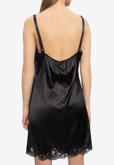 Dolce & Gabbana Lace-Trimmed Satin Camisole Dress Black O6A00T FUAD8-N0000