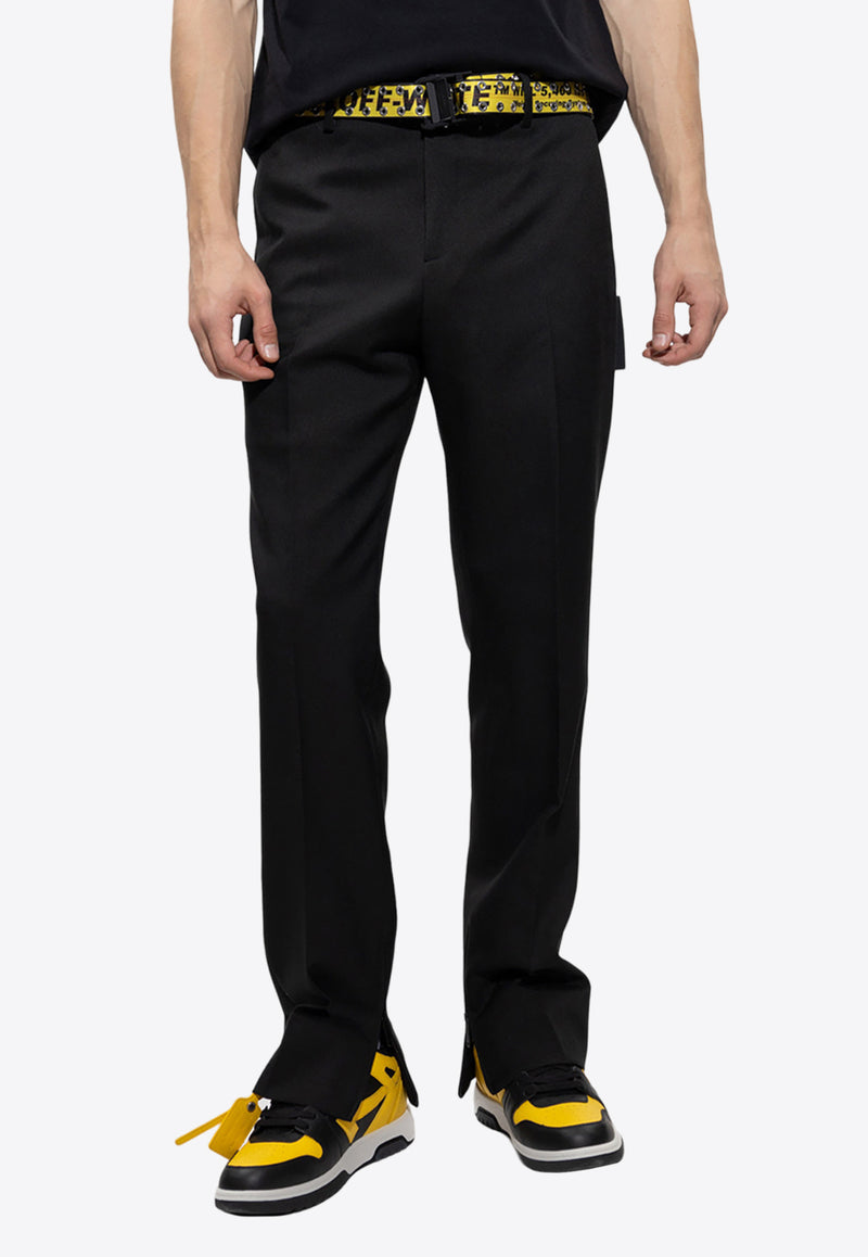 Off-White Tapered Leg Wool Pants Black OMCA196C99 FAB001-1000