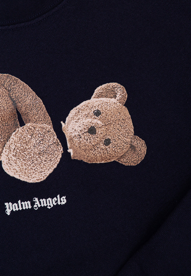 Palm Angels Kids Boys Broken Bear Print Sweatshirt Navy PBBA001F21 FLE001-4660