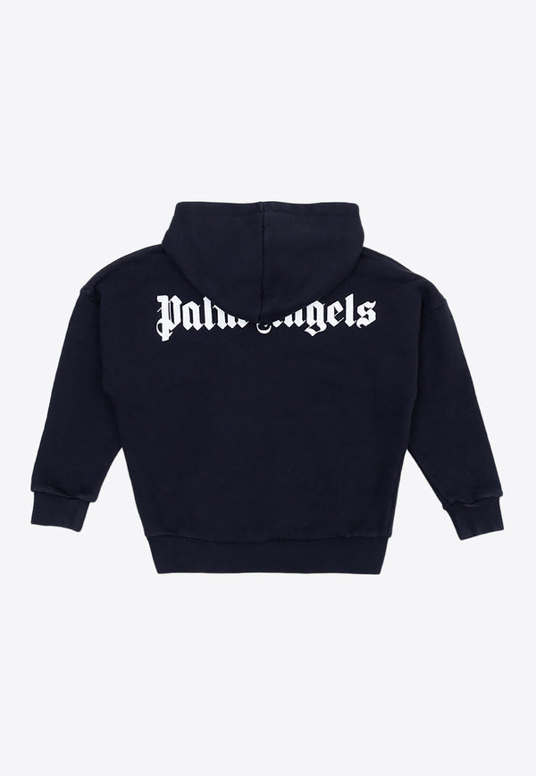 Palm Angels Kids Boys Logo Print Hooded Sweatshirt Black PBBB002F22 FLE001-1001