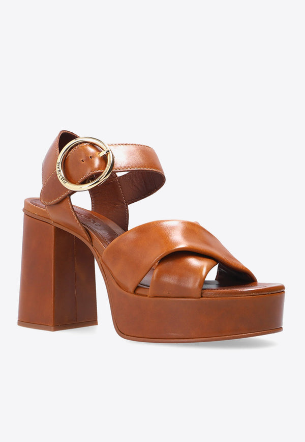 See By Chloé Lyna 70 Platform Leather Sandals SB36033A 13081-533 Brown