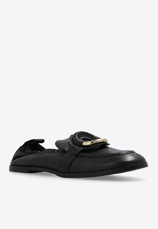 See By Chloé Hana Leather Round-Toe Loafers SB39060A 17033-999 Black