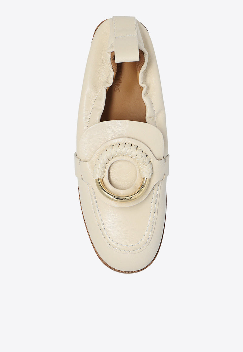 See By Chloé Hana Leather Round-Toe Loafers SB39060A 17034-139 Cream
