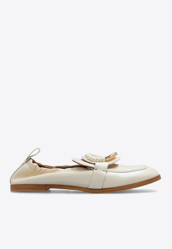 See By Chloé Hana Leather Round-Toe Loafers SB39060A 17034-139 Cream