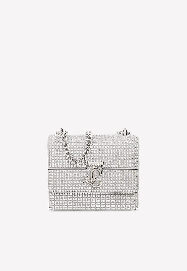 Jimmy Choo Mini Varenne Crystal Embellished Shoulder Bag VARENNE SHOULDER XS AEO-SILVER SILVER