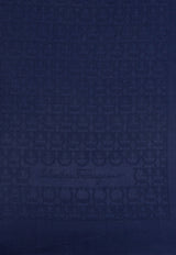 Salvatore Ferragamo Gancini Pattern Silk-Wool Scarf Blue 327987 ST THE GAN70 725356-OXFORD BLU