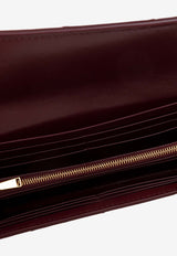 Bottega Veneta Intreccio Leather Flap Wallet Bordeaux 667433 VCQC4-6208