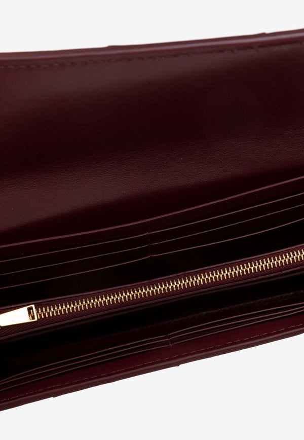 Bottega Veneta Intreccio Leather Flap Wallet Bordeaux 667433 VCQC4-6208