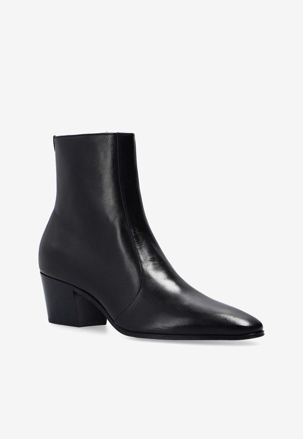 Saint Laurent Vassili 60 Leather Ankle Boots Black 669177 25N00-1000