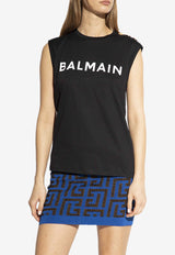 Balmain Logo Print Sleeveless T-shirt AF1ED000 BB02-EAB Black