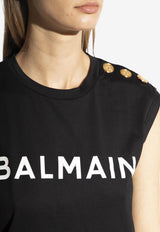 Balmain Logo Print Sleeveless T-shirt Black AF1ED000 BB02-EAB