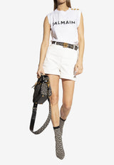 Balmain Logo Print Sleeveless T-shirt White AF1ED000 BB02-GAB
