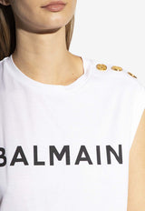 Balmain Logo Print Sleeveless T-shirt AF1ED000 BB02-GAB White