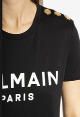 Balmain Logo Print Short-Sleeved T-shirt AF1EF005 BB02-EAB Black