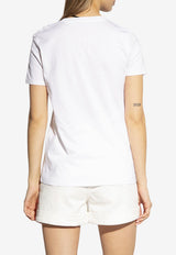 Balmain Logo Print T-shirt with Buttons White AF1EF005 BB02-GAB